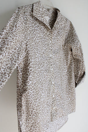 Chico's Tan Leopard Print Button Down Shirt | 0.5 (S/6)
