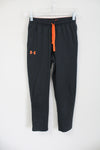Under Armour Loose Fit Fleece Lined Gray Orange Taper Pant | Youth M (10/12)