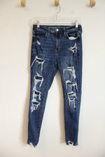 American Eagle Dark Wash Distressed Skinny Jeans | 4 Short