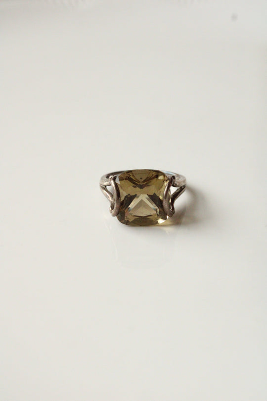 Smokey Quartz Sterling Silver Cushion Stone Ring | Size 10