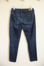 American Eagle Dark Washed Distressed Skinny Jeans | 0