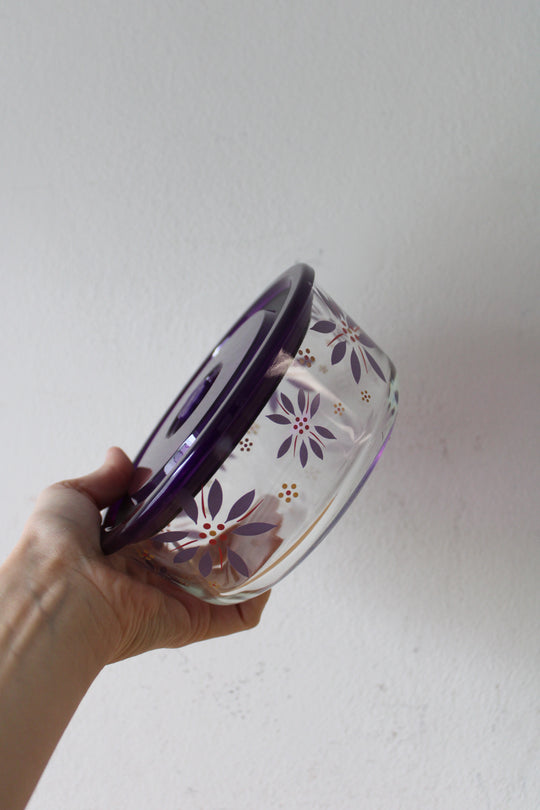NEW Temp-tations By Tara Glass Painted Lidded 3-Cup Dish