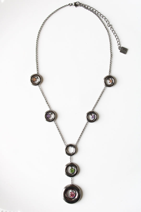 Michael Kors Gunmetal Statement Circle Necklace