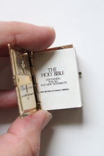Tiny White Enamel & Gold Bible