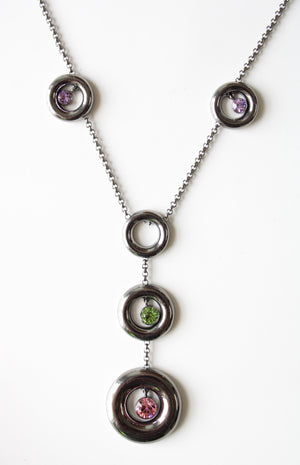 Michael Kors Gunmetal Statement Circle Necklace