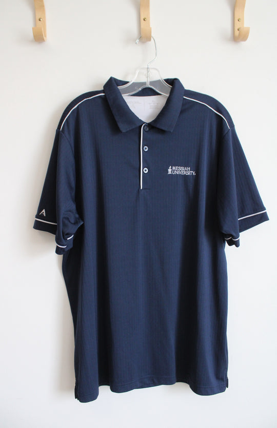 Antigua Navy & White Messiah University Polo Shirt | XL