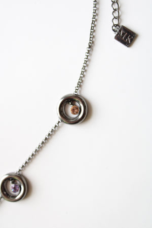 Michael Kors Gunmetal Statement Circle Necklace