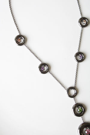 Michael Kors Gunmetal Statement Circle Necklace