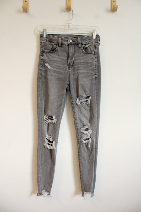 American Eagle Gray Distressed Skinny Jeans | 4