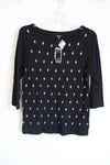 NEW Premise Black Beaded Knit Sweater | L