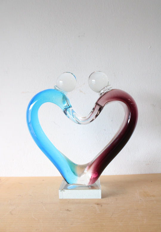 Hand Blown Art Glass Lover's Heart Glass Sculpture
