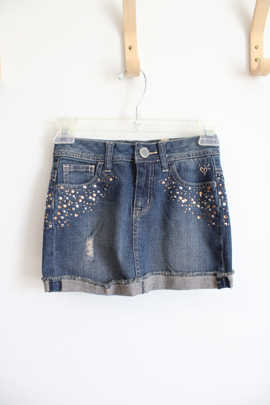 NEW Justice Embellished Denim Mini Skort | Youth 8