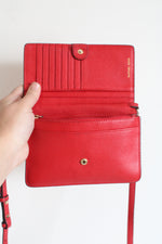 Michael Kors Red Leather Phone Crossbody Bag
