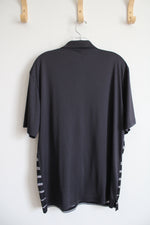 Grand Slam Black & Gray Striped Polo Shirt | L