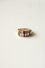 14K Yellow Gold Ruby Sapphire Emerald Dome Ring | Size 7