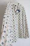 NEW Universal Threads Blue Floral Tan Blouse | L