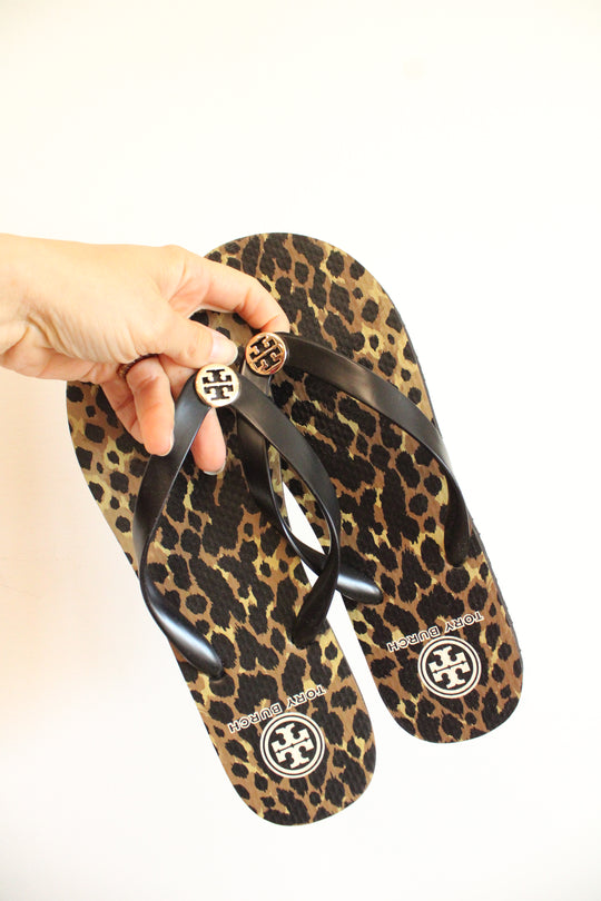 Tory Burch Leopard Print Flip Flops | Size 9M