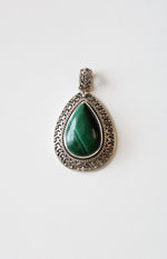 Doug Paulus DP Sterling Silver 925 Malachite Statement Teardrop Pendant
