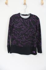 Under Armour Fitted ColdGear Black Purple Shirt | Youth L (14/16)