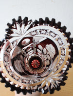 Vintage Ruby Red Bohemian Cut Glass Vase