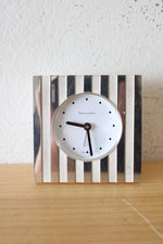 Tiffany & Co. Silver Swiss Made Striped Quartz Desk Clock