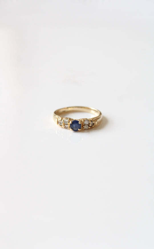 14K Blue Sapphire Yellow Gold Ring | Size 5