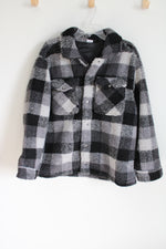 Wonder Nation Gray Plaid Sherpa Jacket | Youth XXL (18)