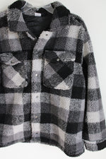 Wonder Nation Gray Plaid Sherpa Jacket | Youth XXL (18)