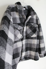 Wonder Nation Gray Plaid Sherpa Jacket | Youth XXL (18)