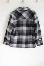 Wonder Nation Gray Plaid Sherpa Jacket | Youth XXL (18)