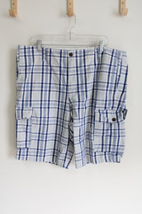 Dockers Blue Plaid Cargo Shorts | 40