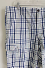 Dockers Blue Plaid Cargo Shorts | 40