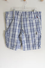 Dockers Blue Plaid Cargo Shorts | 40