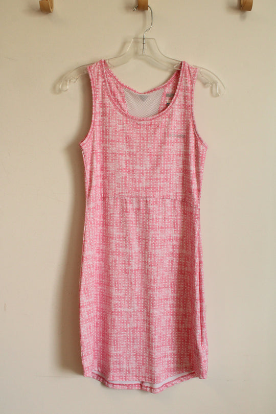 Columbia Pink and White Patterned Omni-Freeze Active Tank Dress | XL