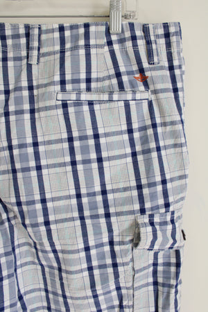 Dockers Blue Plaid Cargo Shorts | 40