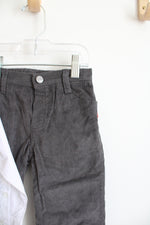 NEW Disney Junior 3-Piece Mickey Gray Argyle Vest & Gray Corduroy Pants Set | 3T