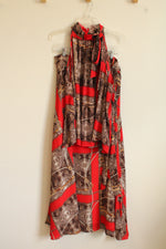 NEW 7th Avenue New York & Company Orange and Brown Chain/Snakeskin Print Wrap Maxi Skirt and Top Set | XL
