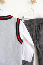 NEW Disney Junior 3-Piece Mickey Gray Argyle Vest & Gray Corduroy Pants Set | 3T