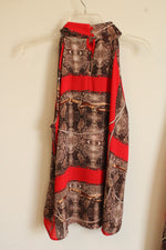 NEW 7th Avenue New York & Company Orange and Brown Chain/Snakeskin Print Wrap Maxi Skirt and Top Set | XL