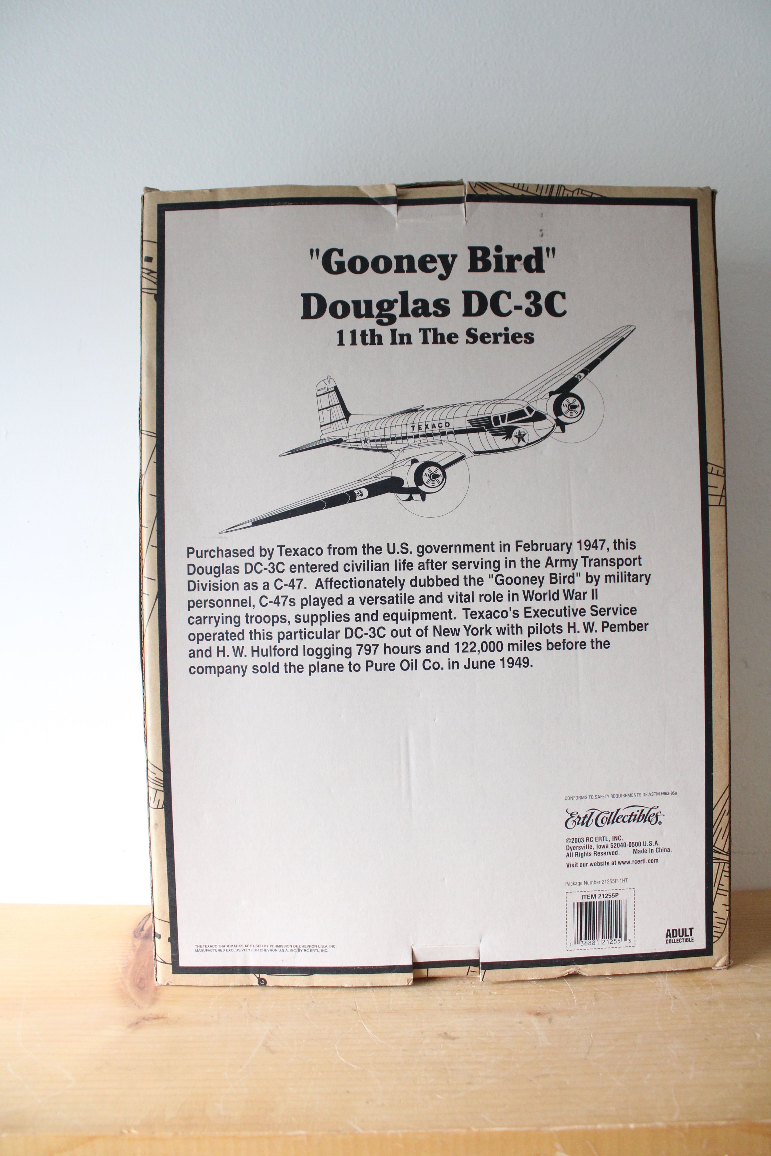 Texaco Wings Of Texaco "Gooney Bird" Douglas DC-3C Diecast Metal Replica Plane