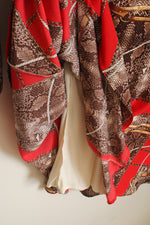 NEW 7th Avenue New York & Company Orange and Brown Chain/Snakeskin Print Wrap Maxi Skirt and Top Set | XL