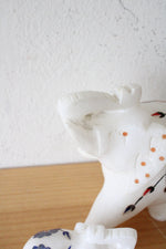 Vintage White Marble Floral Elephant Figurine Set Of 4