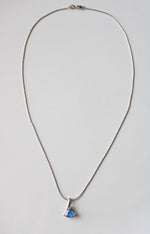14K White Gold Blue Topaz Triangle Stone Pendant Necklace