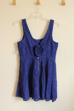 NEW Aeropostale Blue Lace Overlay Tie Back Summer Dress | L