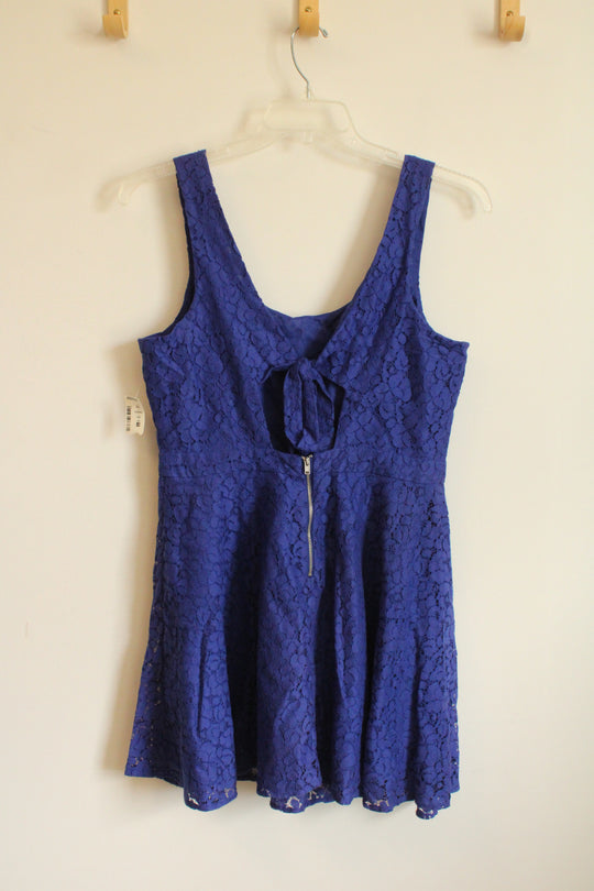 NEW Aeropostale Blue Lace Overlay Tie Back Summer Dress | L