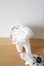Vintage White Marble Floral Elephant Figurine Set Of 4