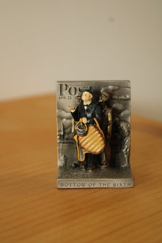 Goebel Olszewski Norman Rockwell Miniature Pewter "Bottom of the Sixth" Figurine
