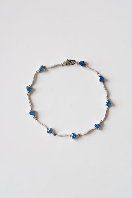 White 14K Gold Blue Topaz Bracelet