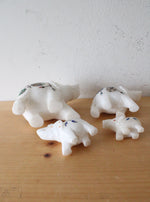 Vintage White Marble Floral Elephant Figurine Set Of 4