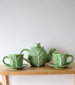 Threshold Stoneware Green Cabbage Teapot Cup & Saucer Set